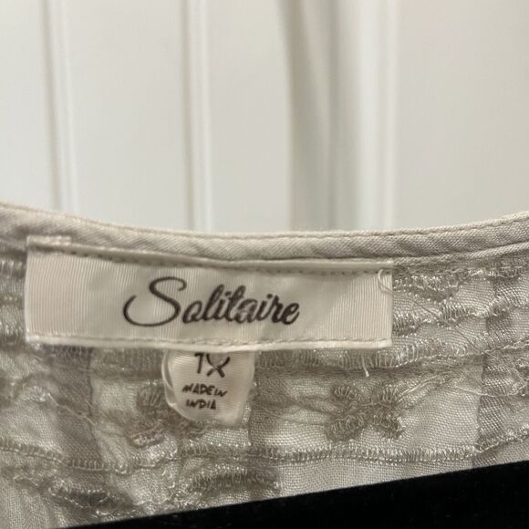 Solitaire 1X Top Cream Embroidered Tunic Boho Peasant Goblincore Fairy Popover - Picture 7 of 11